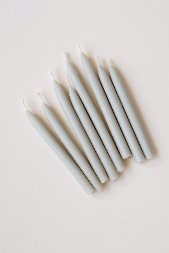 Beeswax Candles for Birthday Cake, 8cm, Light Grey